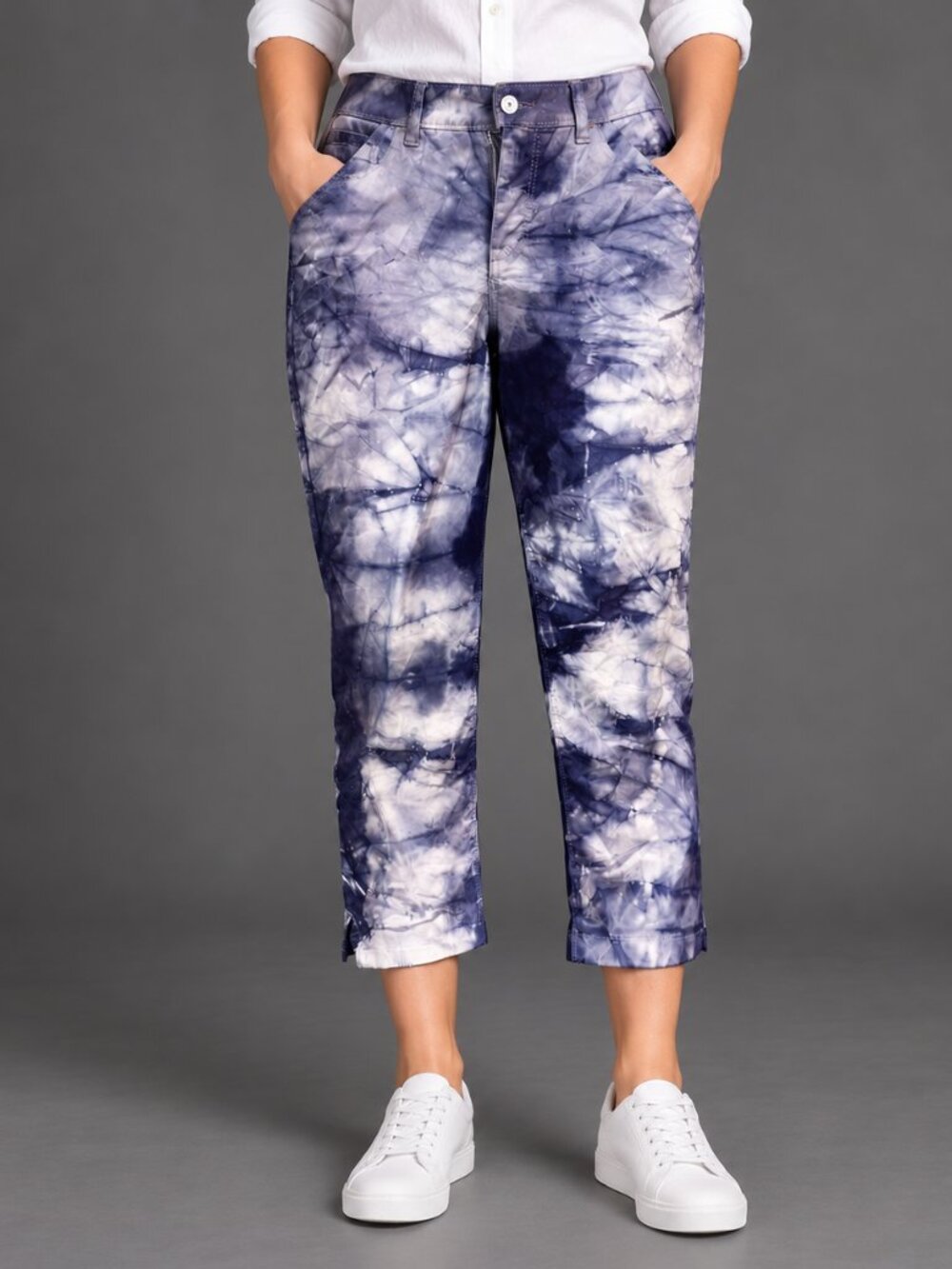 Curve Appeal Lavender Tie Dye Cropped Cotton Pants Size 12
